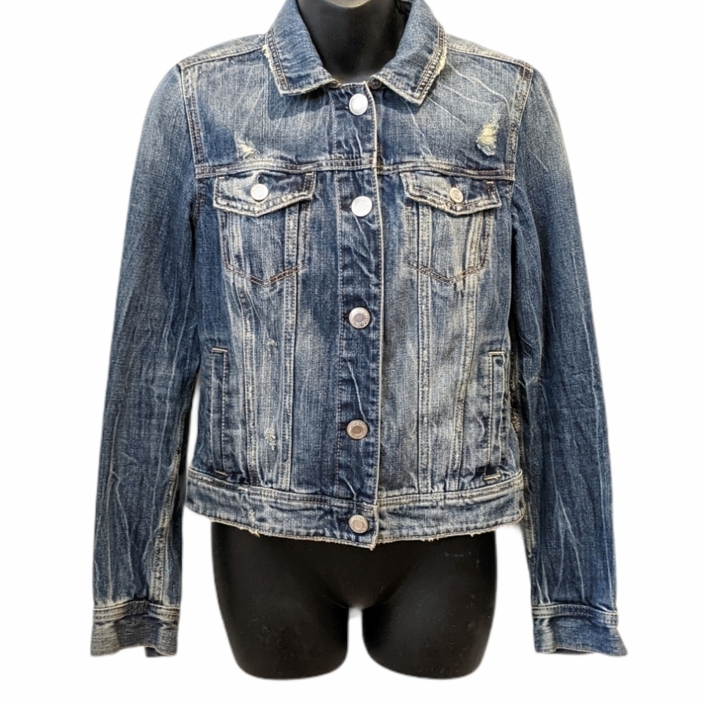 2/$20 American Eagle Distressed Blue Jean Jacket Small